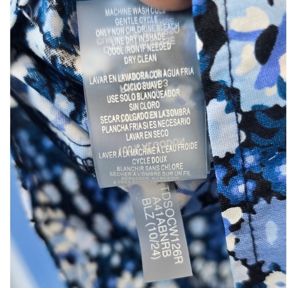 Tommy Hilfiger Womens Sleeveless Floral Shirt Dress Blue White Belted Size 6 - Picture 6 of 7